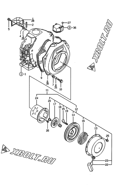  Пусковое устройство двигателя Yanmar L70AEDEGFRYC