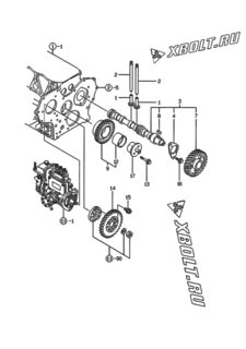  Двигатель Yanmar 3TNE88-ENKR, узел -  Распредвал и приводная шестерня 