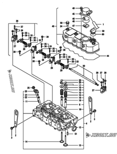  Двигатель Yanmar 3TNE84-EBE, узел -  Головка блока цилиндров (ГБЦ) 