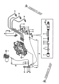  Двигатель Yanmar 3TNE84-EBE, узел -  Форсунка 