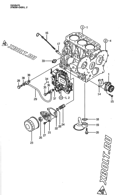  Система смазки двигателя Yanmar 3TNE88-ENSR1