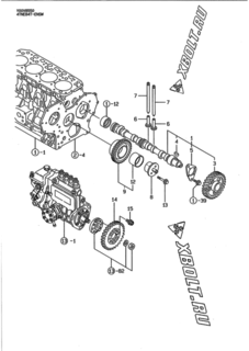  Двигатель Yanmar 4TNE84T-ENSW, узел -  Распредвал и приводная шестерня 
