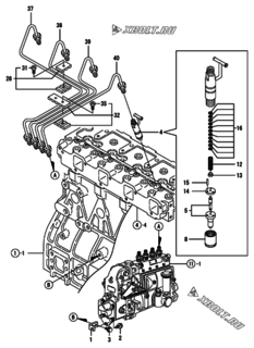  Двигатель Yanmar 4TNE94-DB, узел -  Форсунка 