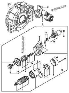  Двигатель Yanmar 4TNE94-DB, узел -  Стартер 