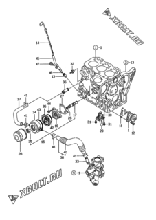  Двигатель Yanmar 3TNE74-EPE, узел -  Система смазки 