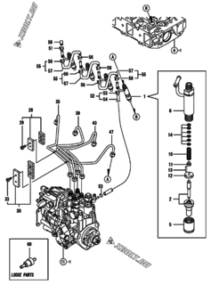  Двигатель Yanmar 4TNV88-KNSV, узел -  Форсунка 