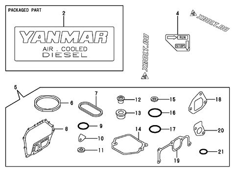  Инструменты, шильды и комплект прокладок двигателя Yanmar L100AEDEGMO2