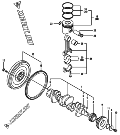  Двигатель Yanmar 4TNV94L-PDBWE, узел -  Коленвал и поршень 