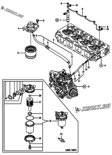  Двигатель Yanmar 4TNV94L-PDBWE, узел -  Топливопровод 