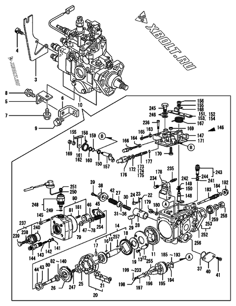  Топливный насос высокого давления (ТНВД) двигателя Yanmar 4TNE98-HAF