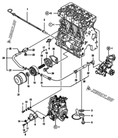  Двигатель Yanmar 3TNV88-XNKR, узел -  Система смазки 