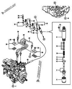  Двигатель Yanmar 3TNV88-XNKR, узел -  Форсунка 