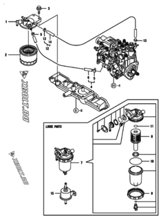  Двигатель Yanmar 4TNV88-PNKR, узел -  Топливопровод 