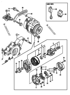  Двигатель Yanmar 4TNV88-PNKR, узел -  Генератор 