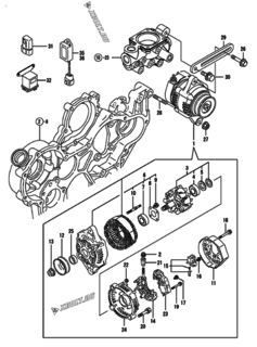  Двигатель Yanmar 4TNV94L-NLAN, узел -  Генератор 