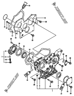  Двигатель Yanmar 4TNV88-PCKS, узел -  Корпус редуктора 