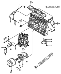  Двигатель Yanmar 4TNV88-PCKM, узел -  Система смазки 