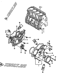  Двигатель Yanmar 4TNE98-ACG24, узел -  Корпус редуктора 