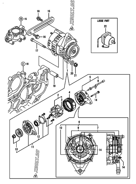  Генератор двигателя Yanmar 4TNE98-ACG24