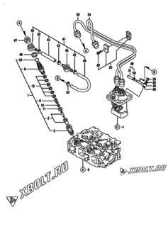  Двигатель Yanmar 2TNE68-DM4, узел -  Форсунка 