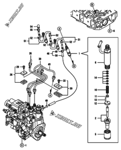  Двигатель Yanmar 3TNV88-KLAN, узел -  Форсунка 