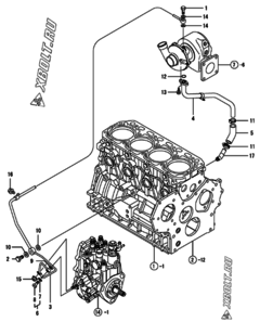  Двигатель Yanmar 4TNV84T-GKM, узел -  Система смазки 