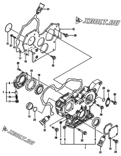  Двигатель Yanmar 4TNV88-GKM, узел -  Корпус редуктора 