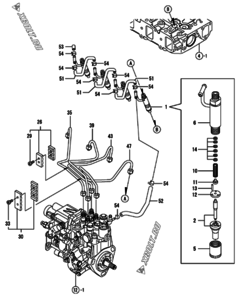  Двигатель Yanmar 4TNV88-GKM, узел -  Форсунка 