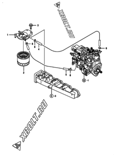  Двигатель Yanmar 4TNV88-GKM, узел -  Топливопровод 