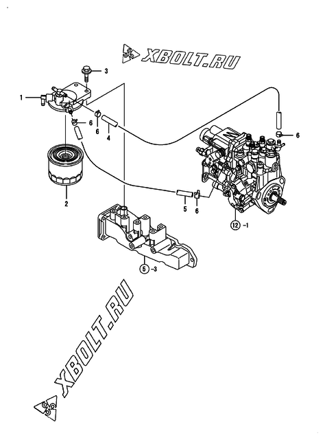  Топливопровод двигателя Yanmar 3TNV88-GKM