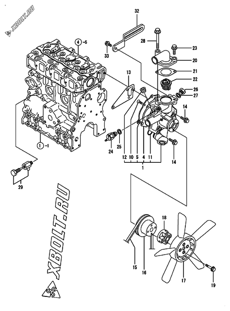  Система водяного охлаждения двигателя Yanmar 3TNE74C-ENP