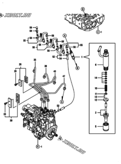  Двигатель Yanmar 4TNV88-SSU, узел -  Форсунка 