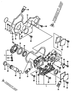  Двигатель Yanmar 4TNV88-MHW, узел -  Корпус редуктора 
