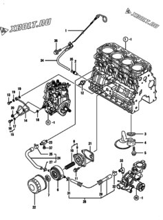  Двигатель Yanmar 4TNV88-MHW, узел -  Система смазки 