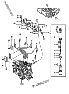  Двигатель Yanmar 4TNV88-MHW, узел -  Форсунка 