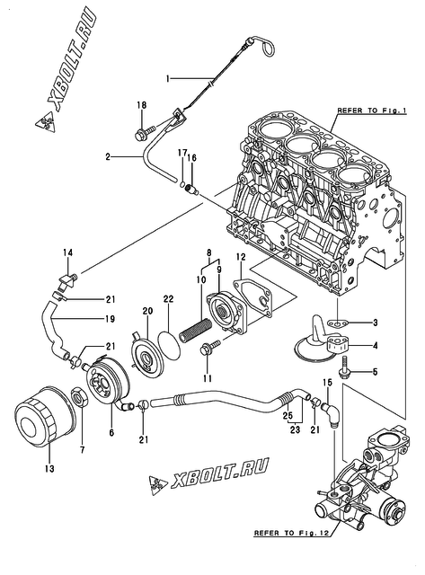  Система смазки двигателя Yanmar 4TNV84T-XWA