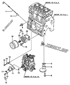  Двигатель Yanmar 3TNV82A-GMG, узел -  Система смазки 