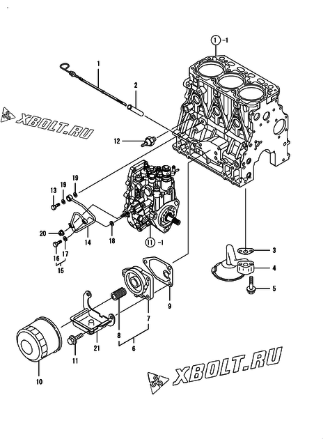  Система смазки двигателя Yanmar 3TNV88-PYB2
