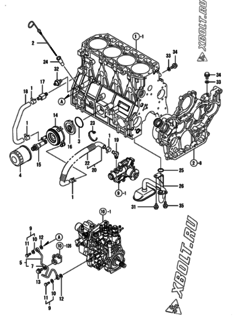  Двигатель Yanmar 4TNV98-VHYB, узел -  Система смазки 