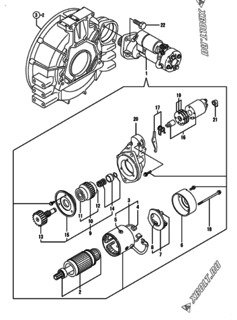  Двигатель Yanmar 4TNE94-DBC, узел -  Стартер 