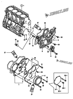  Двигатель Yanmar 4TNV94L-VLX, узел -  Корпус редуктора 