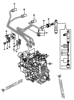  Двигатель Yanmar 4TNV94L-VLX, узел -  Форсунка 