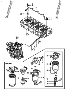  Двигатель Yanmar 4TNV94L-VLX, узел -  Топливопровод 