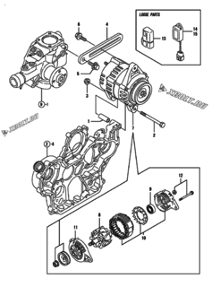  Двигатель Yanmar 4TNV94L-VLX, узел -  Генератор 