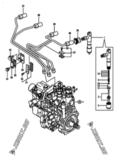  Двигатель Yanmar 4TNV94L-XDBK, узел -  Форсунка 