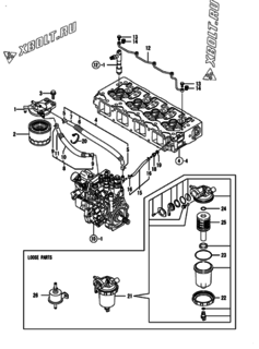  Двигатель Yanmar 4TNV94L-XDBK, узел -  Топливопровод 