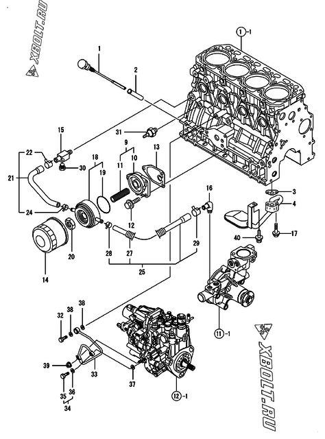  Система смазки двигателя Yanmar 4TNV88-XAT