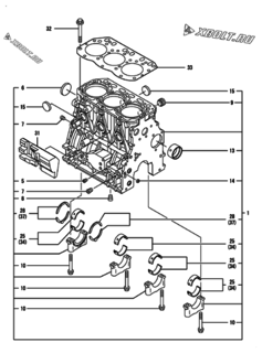  Двигатель Yanmar 3TNV84T-GKL, узел -  Блок цилиндров 
