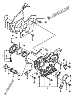  Двигатель Yanmar 3TNV88-PNS, узел -  Корпус редуктора 