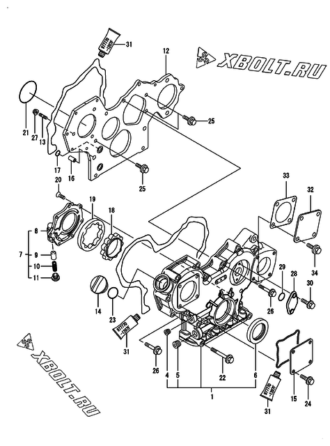  Корпус редуктора двигателя Yanmar 4TNV88-MPZ